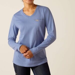 Ariat Rebar Women T-Shirt Sz 3X Blue USA Logo Stars & Stripes Workman